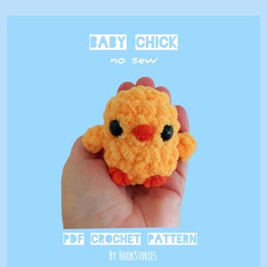 Baby Chick No Sew Crochet Pattern, Crochet Chicken Pattern, PDF Amigurumi Pattern, Crochet Mini Chicken, Crochet Keychains, No Sew Patterns
