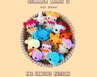 Summer Minis 5 in 1, No Sew, Crochet Sea Creatures Pattern Bundle (PDF Pattern)
