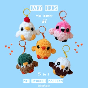 No Sew Baby Birds 1 Virkmönsterpaket (PDF-mönster)