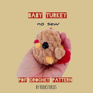 Baby Turkey No Sew Crochet Pattern, Amigurumi Keychain (PDF Pattern)