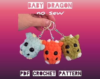 Baby Dragon No Sew Crochet Pattern: Amigurumi Keychain (PDF Pattern)