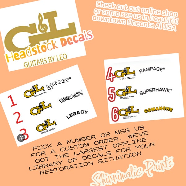 Headstock Decals Etsy