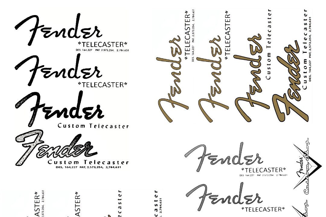Fender Telecaster Waterslide Decals BLK N Gold Pk Etsy