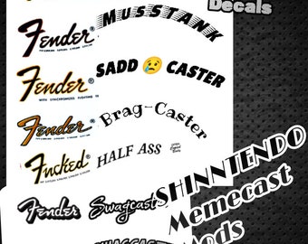 SHINNTENDO MEMEcast Mods Novelty Guitar Headstock Decals & Stickers