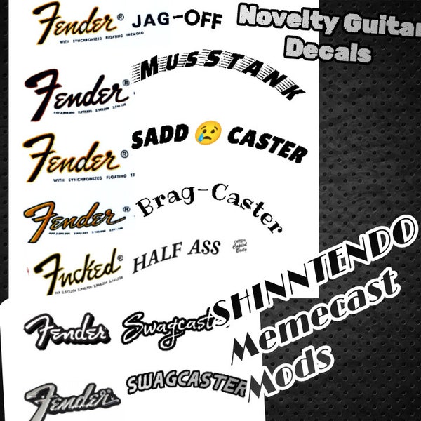 SHINNTENDO MEMEcast Mods Novelty Guitar Headstock Decals & Stickers