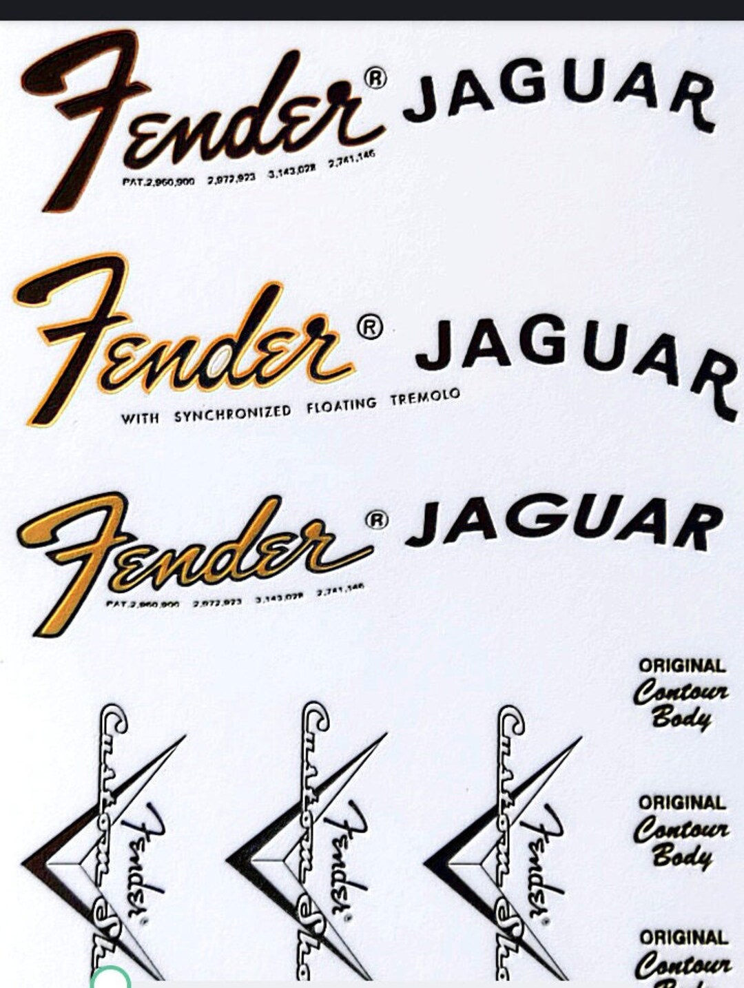 Fender Jaguar Vintage Style Waterslide Decals Etsy