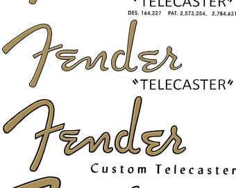 TELECASTER Waterslide Decals Blk n Gold