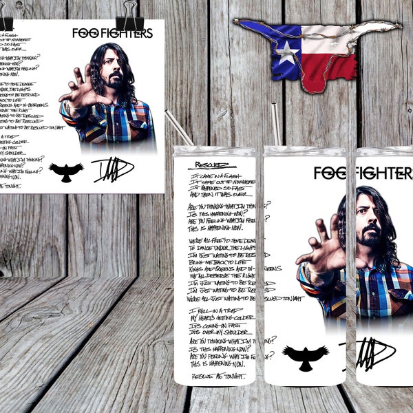 Foo Fighters Así que aquí estamos rescatados Tumbler Wrap ARCHIVO DIGITAL SOLAMENTE png Descarga de sublimación