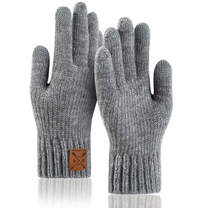 Gants thermiques d'hiver chauds à écran tactile Blu Apparel Homme Femme, poignets élastiques en tricot extensible Grey