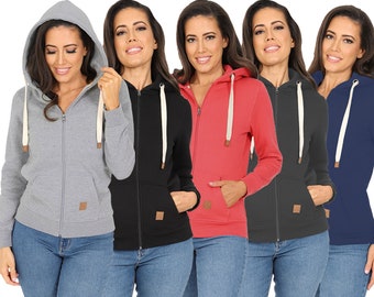 Sudaderas con capucha y cremallera para mujer Sudadera con capucha extra cálida con cremallera Sudadera con capucha lisa para mujer Chaqueta con cremallera y forro polar cálido para invierno Sudadera Ropa deportiva Jersey Tallas EE. UU.