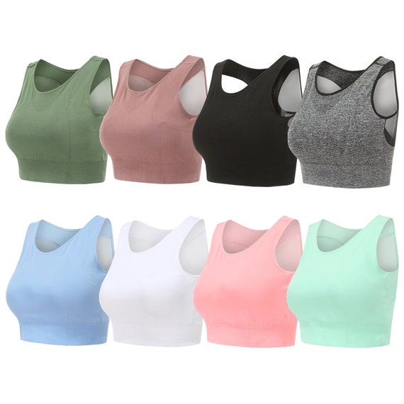 3 Pack High Neck Sports Bras for Women Bra Vest Top Sports Top