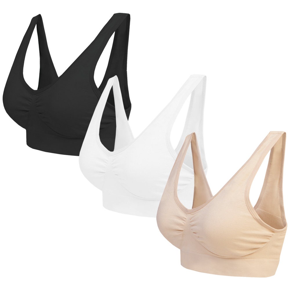 3 Pack Seamless Bras for Women Non Wired Comfort Bra Plus Size