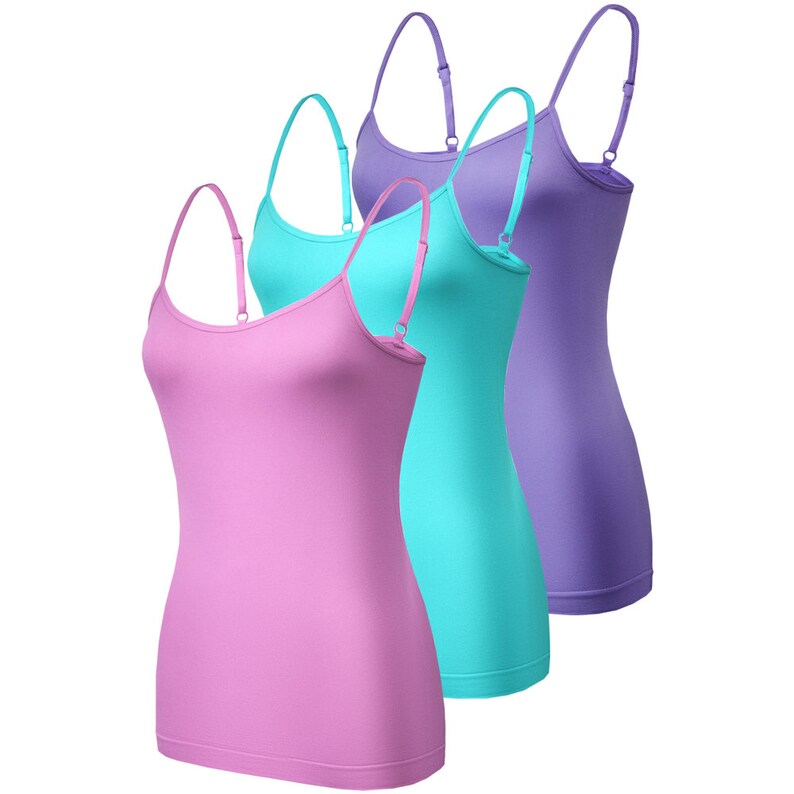 Womens Supersoft Vest Tops 3 Pack Camisoles Seamless Vests Soft Cami