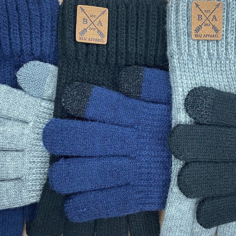 Gants thermiques d'hiver chauds à écran tactile Blu Apparel Homme Femme, poignets élastiques en tricot extensible image 5