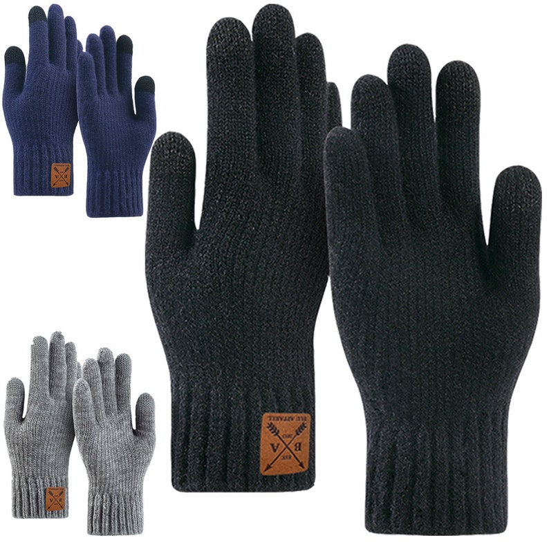 Gants thermiques d'hiver chauds à écran tactile Blu Apparel Homme Femme, poignets élastiques en tricot extensible image 2