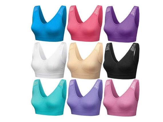 Lace Panel 3 Pack Seamless Bras for Women Non Wired Comfort Bra Plus Size  Maternity Bras for Pregnancy Multipack No Padding Sleep Bra UK 