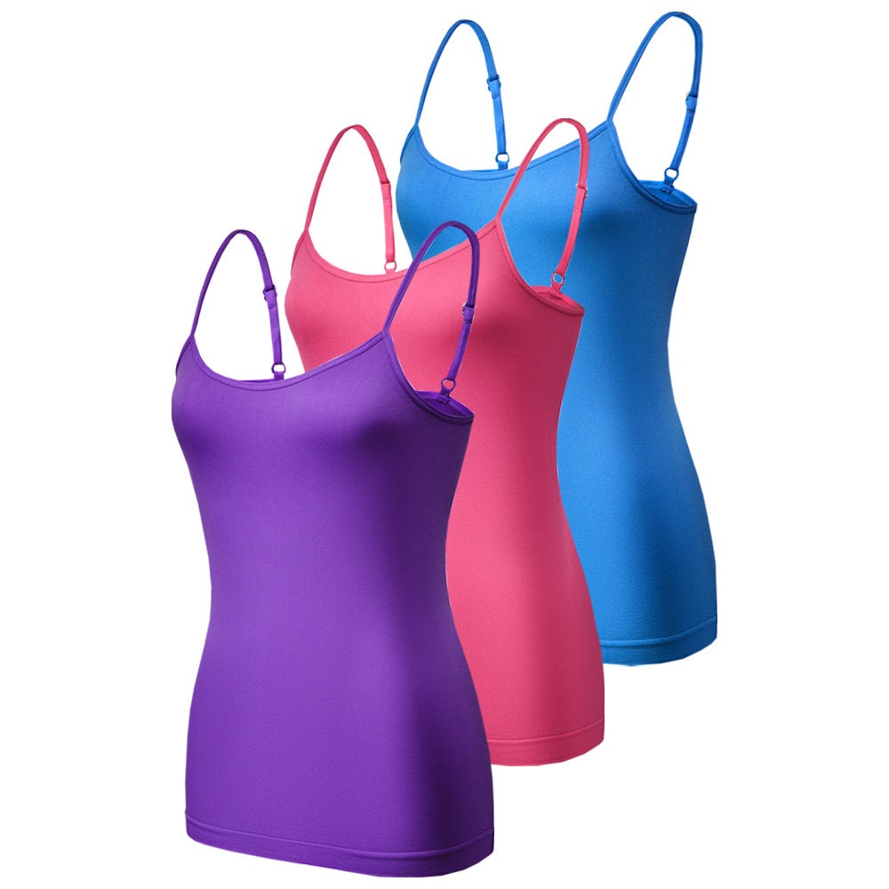 Womens Supersoft Vest Tops 3 Pack Camisoles Seamless Vests Soft Cami