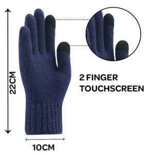Gants thermiques d'hiver chauds à écran tactile Blu Apparel Homme Femme, poignets élastiques en tricot extensible image 3