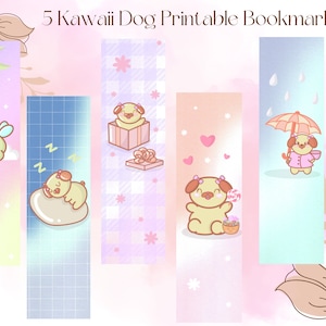 Cute Dog Printable Bookmark | Bookmark Set | Kawaii Bookmark | Cute Bookmark Templates | Unique Bookmark | Book Accessories