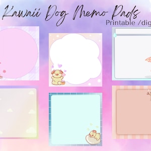 Kawaii Memo Pads for Goodnotes | Dog Themed Notepads | Digital Planner Memo Sheet | Printable Sticky Notes |