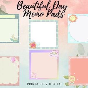 Kawaii Memo Pads for Digital Planner, Goodnotes | Beautiful Day Notepads  | Adorable Printable Notepads | Decorative Sticky Notes