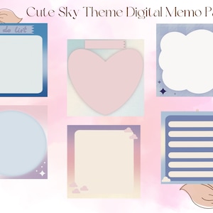 Sweet Sky Theme Digital Memo Pads For Using with Goodnote | Kawaii Memo Sheets | Printable Sticky Notes | Cute Notepad | Kawaii Stationery