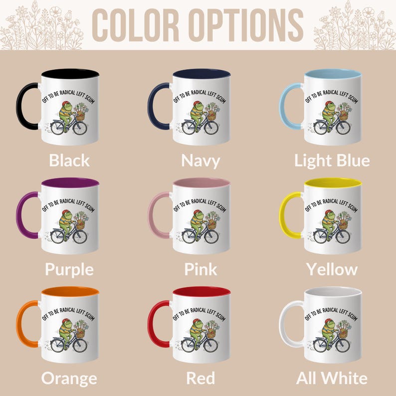 Radical Left Scum Frog Mug, Political Humor Coffee Cup, Funny Bicycle Frog Art, Leftist Gift Idea, Socialist Activist Mug

Frog Mug, Bicycle