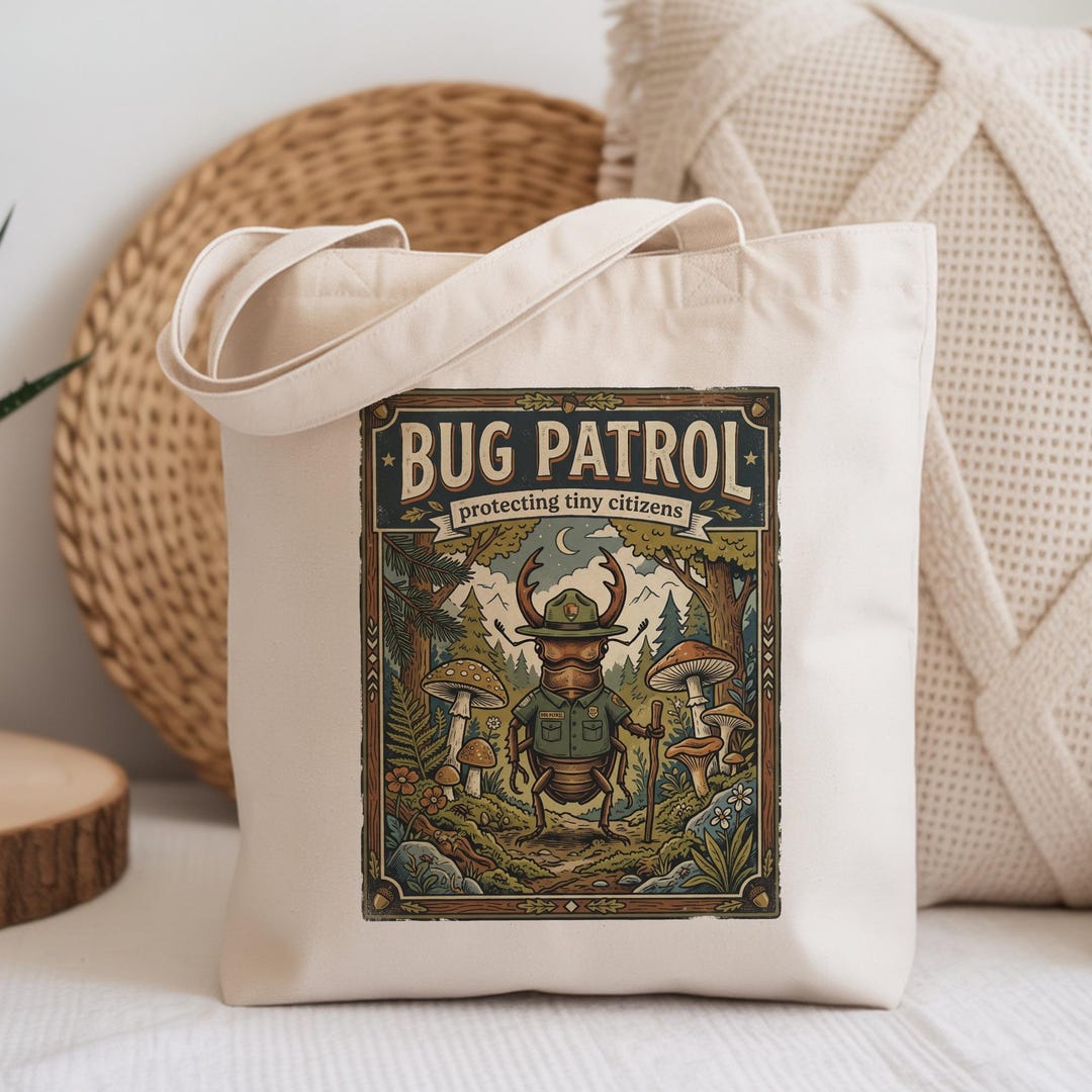 Vintage Beetle Park Ranger Tote Bag, Bug Patrol Protecting Tiny ...