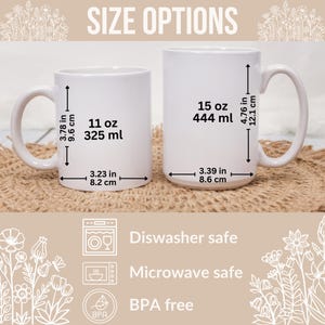 Wildflower Line Art Coffee Mug, Botanical Floral Tea Cup, Minimalist Nature Lover Gift, Rustic Farmhouse Decor, Dishwasher Microwave