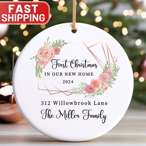 First Christmas Ornament, Custom Name Ornament, Personalized Gift, New Home Ornament, Family Address, 2024, Decorative Ornaments