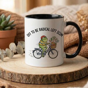 Radical Left Scum Frog Mug, Funny Political Protest Bicycle Frog, Liberal Activist Humor Gift, Satirical Quote Mug
Radical Left Scum