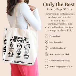 Funny Embroidery Tote, Canvas Bag for Embroidery Lovers, Crafting Hobby Tote, Black and White Design, Everyday Use Bag, Gift for Crafters