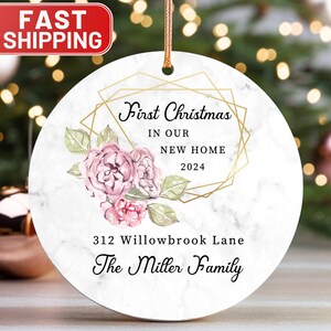 Custom Family Ornament, First Christmas Decoration, Custom Name Ornament, Personalized Gift, New Home Ornament, Address Sign Ornament