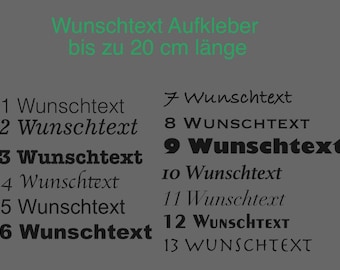 Wunschtext Aufkleber Schriftzug Name Logo geplottet max. 20cm Länge