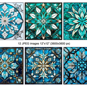 Stained Glass Snowflake Pattern Clipart, Art Nouveau Printable Images ...