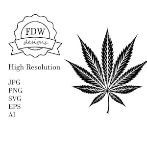 Cannabis Blatt SVG, Linolschnitt Vektordesign, schwarze Linie Kunst SVG, PNG digitale Downloads, Lasergravur SVG, Marihuana 420 psychedelische svg