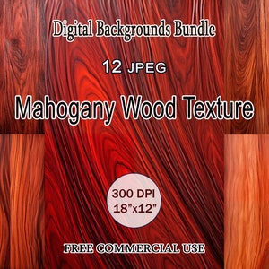 Pacchetto texture legno mogano, pacchetto carta digitale venatura legno rosso, download digitali, motivo legno digitale, clipart di sfondo, fondali in legno