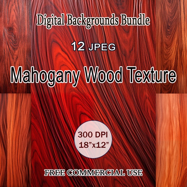 Mahogany Wood Texture Bundle, Red Wood grain digital paper pack, Digital downloads, Digital wood pattern, Background clipart, Wood backdrops