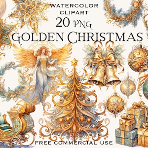 Goldene Weihnacht-Cliparts, goldene Weihnachtsbaum-Verzierungen png, Winterurlaub-Dekor-Grafikpaket für Design, Karten usw., kostenlose kommerzielle Nutzung