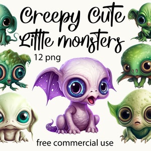 Paquete PNG de monstruos lindos y espeluznantes, Pequeño monstruo png, Clipart de monstruos lindos, Clipart lindo espeluznante, Monstruos lindos cгеepу png, Png lindo espeluznante
