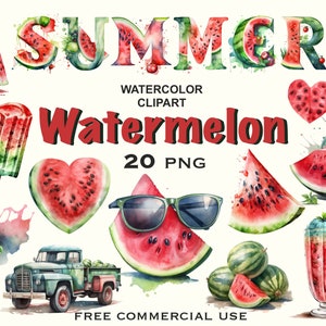 Watermelon clipart, I love summer png, Watermelon slice png, Watermelon png, Summer fruit clipart, Watercolor clipart, Best seller png