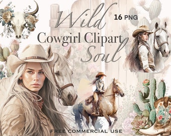 Clipart cow-girl, esprit libre png, né pour être sauvage, png far west, dessins western png, png country girl, png country, clipart aquarelle