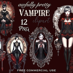 Vampire clipart, Victorian gothic png, Vampire aesthetic gothic clipart, Victorian lady png, Dark aesthetic png, Vampire art, Halloween png