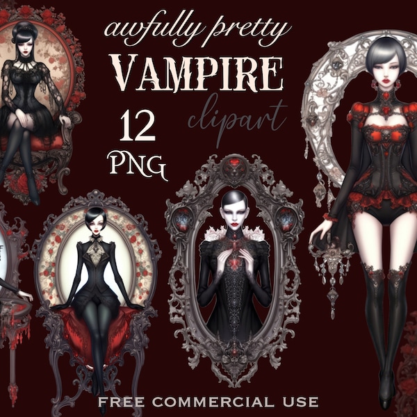 Vampire clipart, Victorian gothic png, Vampire aesthetic gothic clipart, Victorian lady png, Dark aesthetic png, Vampire art, Halloween png