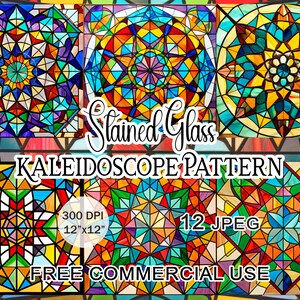 Stained glass pattern, Kaleidoscope art, Fractal art, Faux stained glass clipart, Stain glass patterns, Abstract modern art junk journal kit