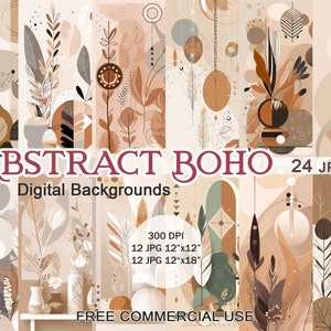 Jpg boho abstracto, papel digital boho, clipart boho moderno, arte abstracto moderno, arte abstracto neutro, clipart minimalista, clipart abstracto