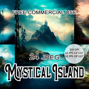 Clipart di Mystical Island / 24 Collezione di paesaggi costieri estetici scuri