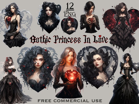 Gothic Valentine PNG bundle, Victorian gothic png, Victorian lady png, Valentines day png, Valentines png, Valentine clipart, Gothic clipart
