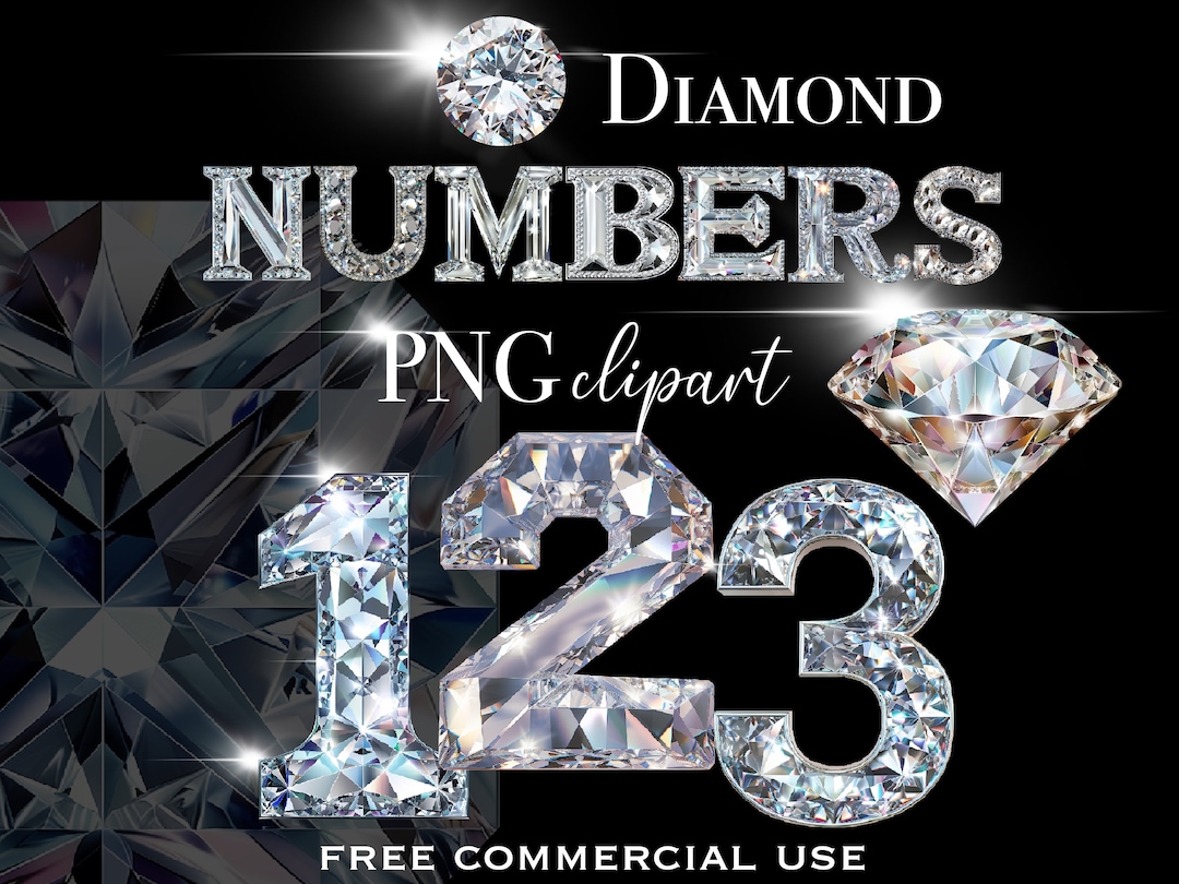 Diamond Numbers PNG Bundle, Crystal Number Figure Clipart, Digital ...