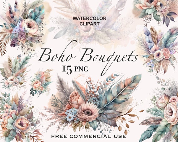 Boho floral clipart, Boho wedding decor, Fall wedding bouquet, Bridal bouquet boho, Boho bouquet png, Flower bouquet png, Flower clipart